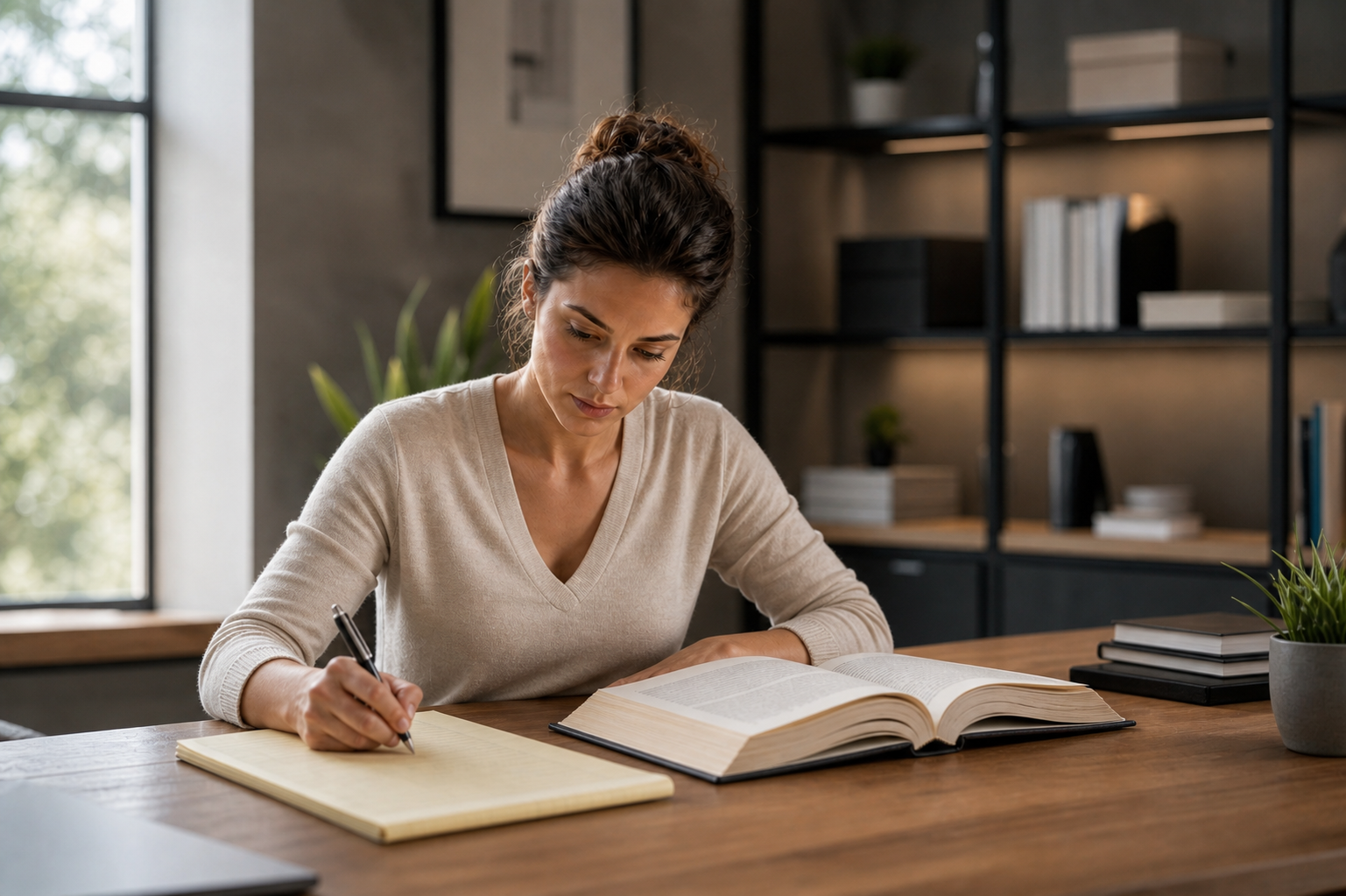 Woman in Casual Office Outfit Woman in Casual Office Outfit